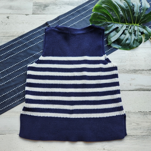 Gap Relaxed V Neck Sweater Vest Navy White Stripe Size Medium - Picture 6 of 6